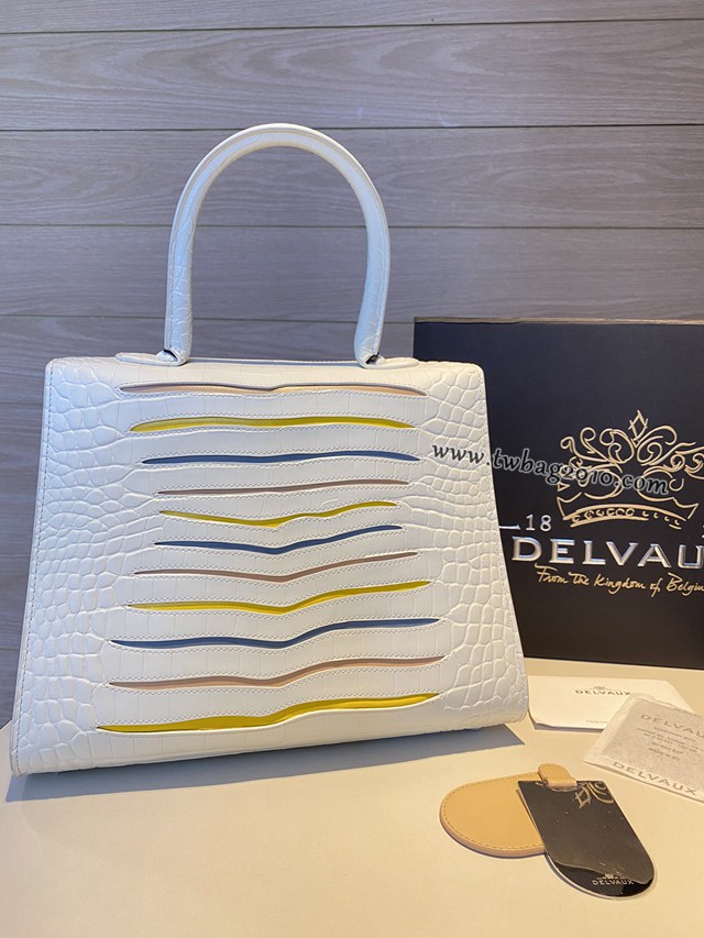 Delvaux德爾沃專櫃Brillant彩虹系列定制鱷魚紋牛皮手提肩背女包 bxs1137